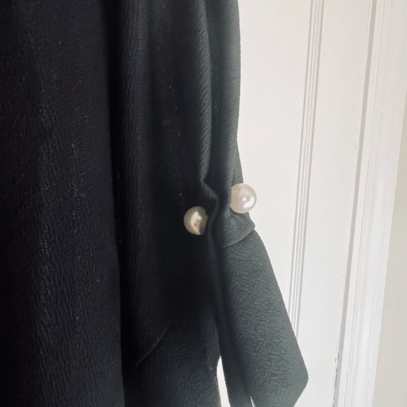 Calvin Klein black drop sleeve top with pearl detail - Picture 2 of 5